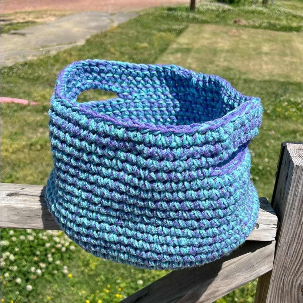 Custom Order Hand-Crocheted Blue & Purple Basket